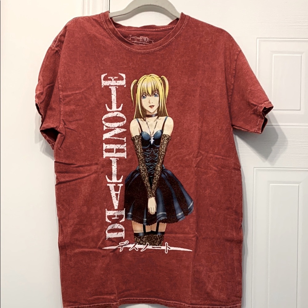 Red Graphic T-Shirt with Anime Character Death Note series